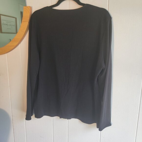 Worthington Black Cotton Blend Cardigan & Mother of Pearl Buttons, V-neck SzXL - Picture 3 of 5